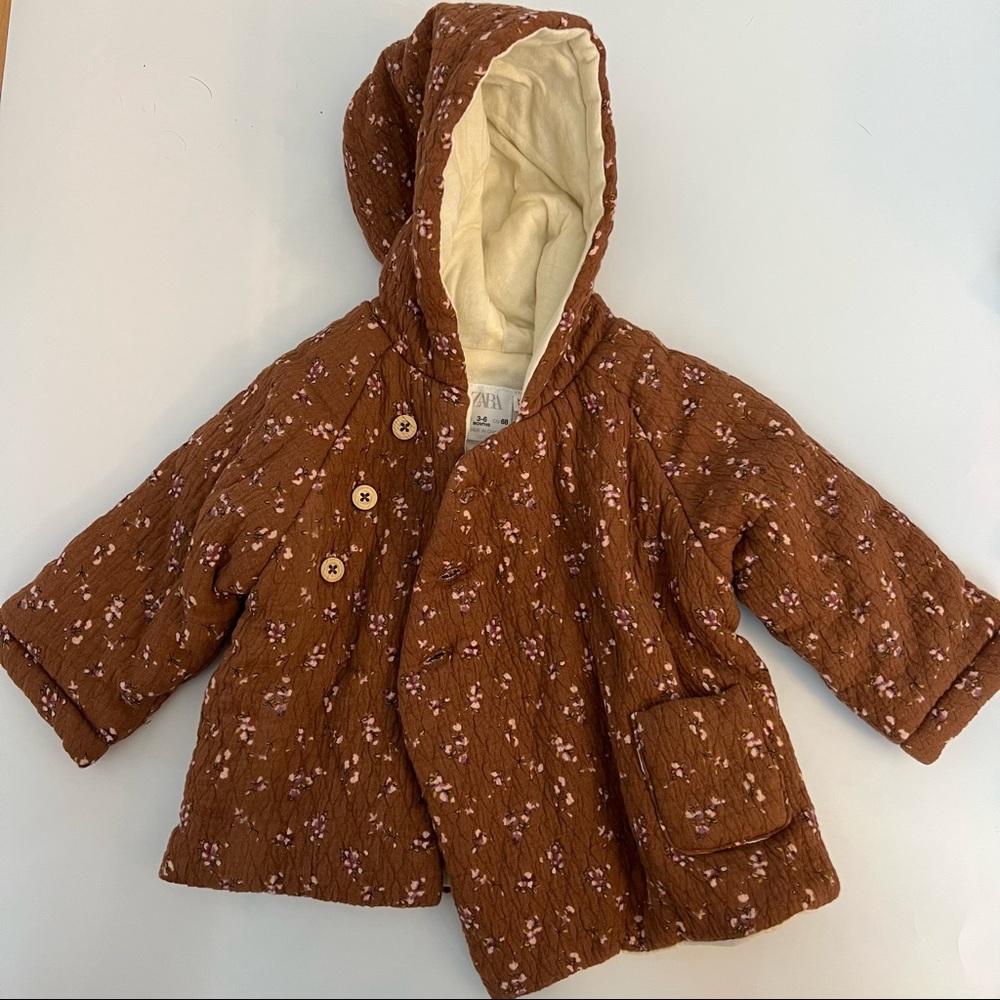 NWOT Zara Baby Quilted Floral Jacket 3-6M